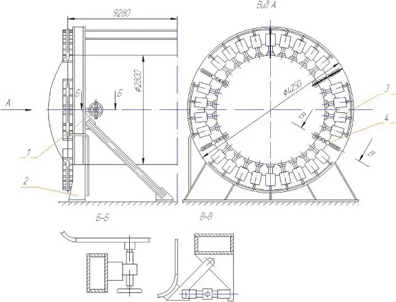 Drawing. Stand for assembling of shells from the bottom