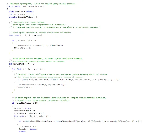 Gomory method. Coursework and sources. C #.