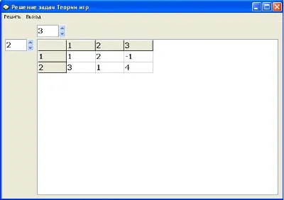 The program for the solution of problems of the theory of matrix games