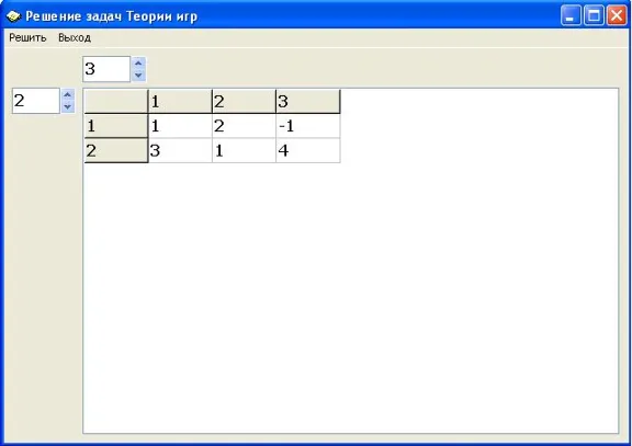 The program for the solution of problems of the theory of matrix games