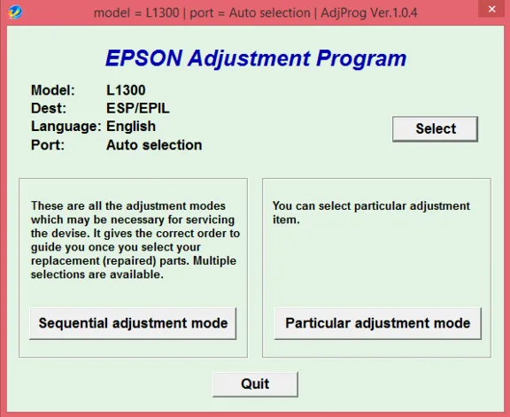 Adjustment program Epson L1300