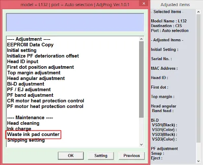 Adjustment program Epson L132, L222, L312, L362, L366