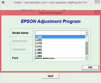 Adjustment program Epson L132, L222, L312, L362, L366