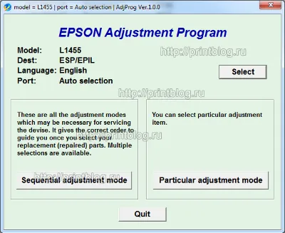 Adjustment program Epson L1455