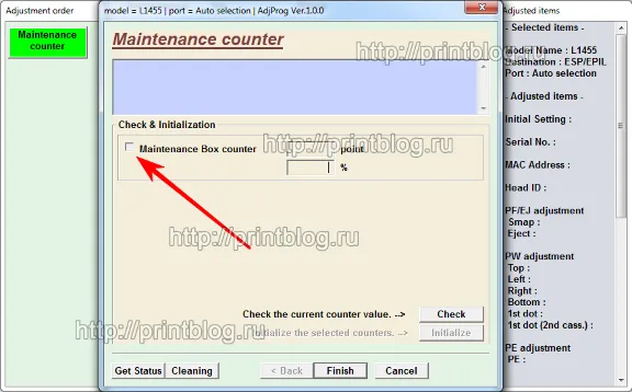 Adjustment program Epson L1455