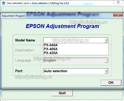 Adjustment program Epson PX-045A, PX-405A, PX-435A