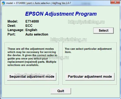 Adjustment program Epson ECOTANK ET-14000 waste ink res