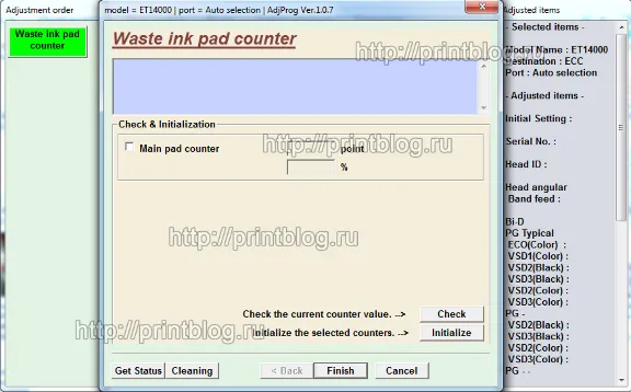 Adjustment program Epson ECOTANK ET-14000 waste ink res