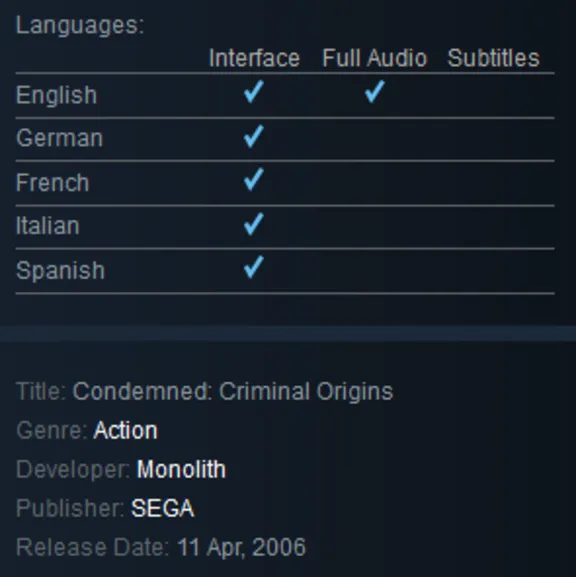 Condemned: Criminal Origins (Steam Gift / Region Free)