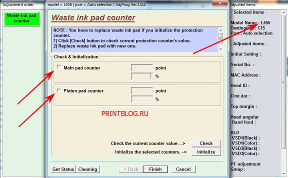 Adjustment program Epson L455, L456