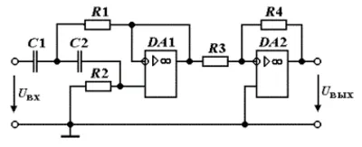 Synthesis of the analog filter. Option 5