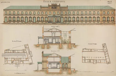 Album drawings of buildings Russian zhel. roads, 1872