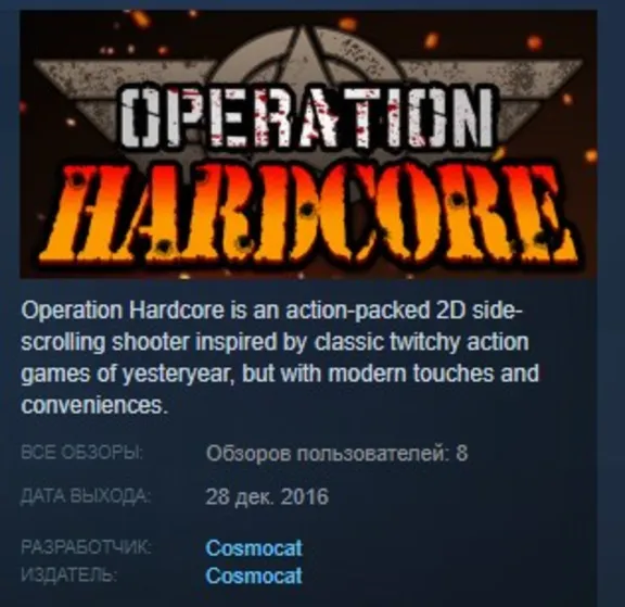 Operation Hardcore  STEAM KEY REGION FREE GLOBAL