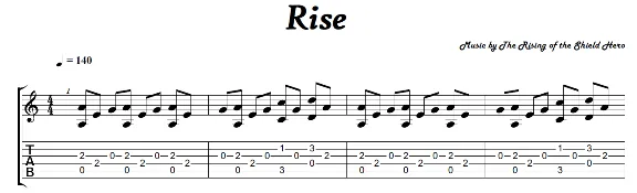 Rise (The Rising of the Shield Hero) - guitar tab+notes