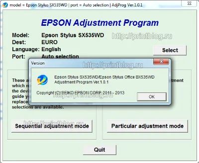 Adjustment program Epson SX535WD Office BX535WD (Сброс)
