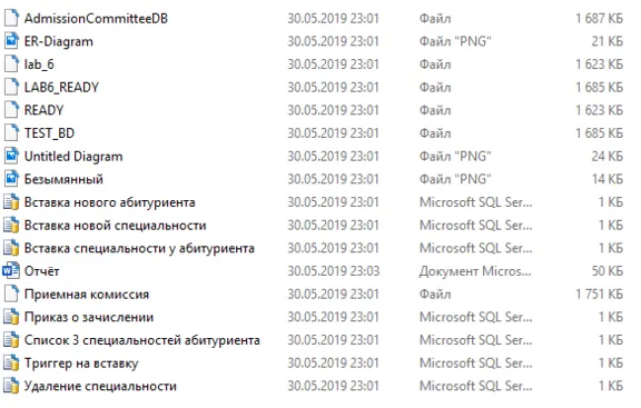 БД Приёмная комиссия SQL Server