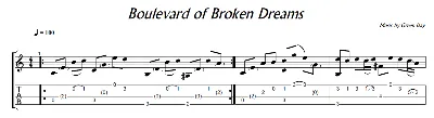 Boulevard of Broken Dreams (Green Day) гитара ноты+табы