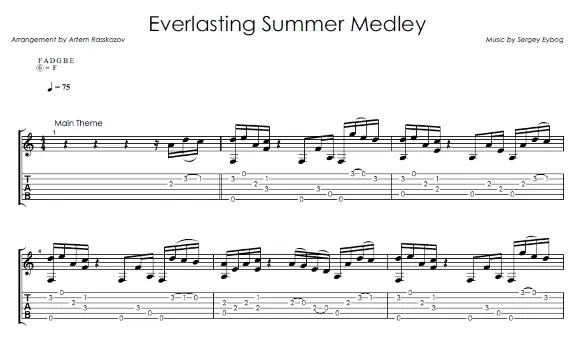 Everlasting Medley - Fingerstyle notes+tabs