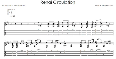 Renai Circulation - Fingerstyle notes+tabs