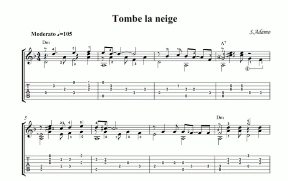 S.Adamo - Tombe la neige (S.Adamo - Falling Snow) notes