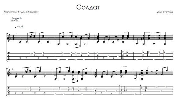 Solder (5’Nizza) - guitar notes+tab