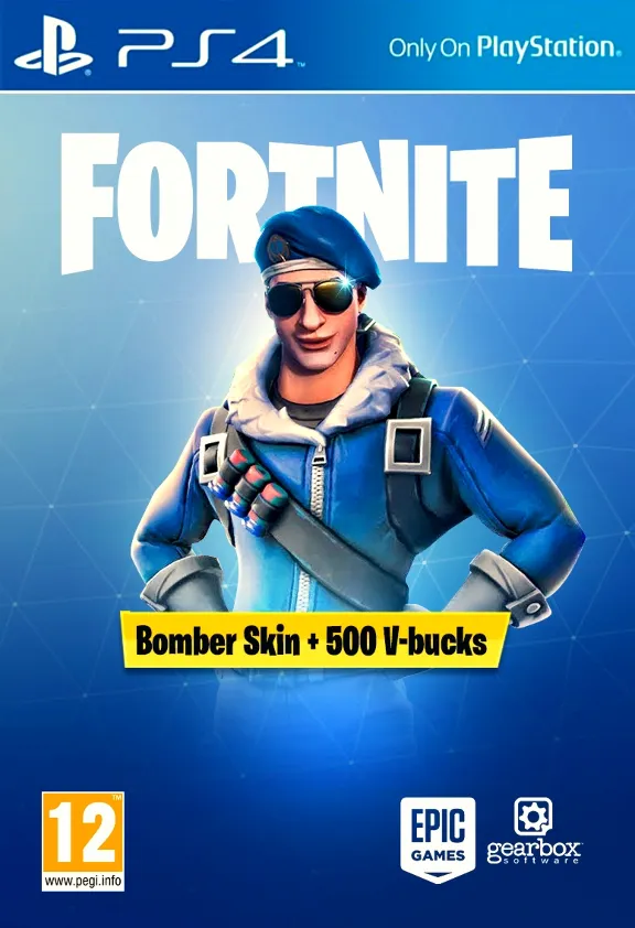 FORTNITE - Bomber Skin + 500 V-Bucks PSN PS4