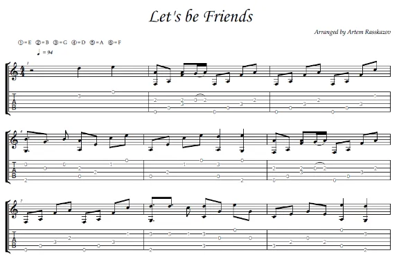 Let&acute;s be Friends - фингерстайл гитара + табы