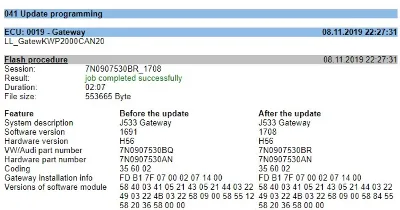 Прошивка VAG Gateway 7N0907530BR 1708