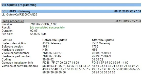 Прошивка VAG Gateway 7N0907530BR 1708