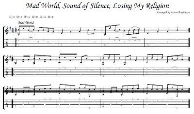 Mad World Sound of Silence Losing My Religion - tab
