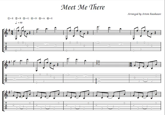 Meet Me There - fingerstyle guitar + tabs