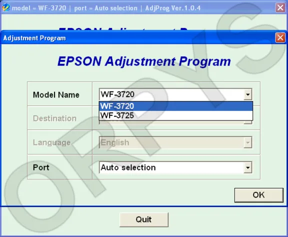 Epson WF-3720, WF-3725 Adjustment Program