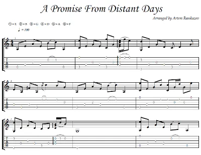 A Promise from Distant Days - фингерстайл гитара + табы