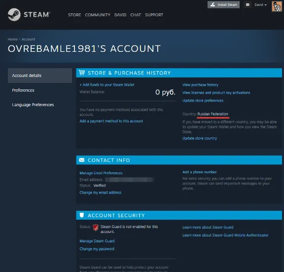 New Steam Account (Region Russia / Full access)