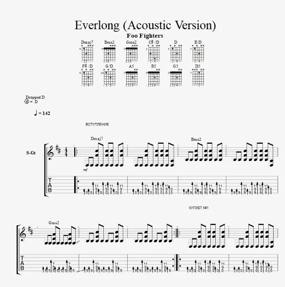Foo Fighters - Everlong (Acoustic Version) TABS