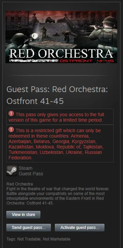 Red Orchestra: Ostfront 41-45 Guest Pass Gift RU/CIS