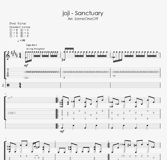 joji - Sanctuary - Табы для гитары