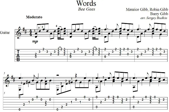 Words  (Bee Gees) - guitar cover