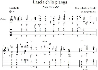 Lascia ch&acute;io pianga - Ринальдо (Гендель) для гитары