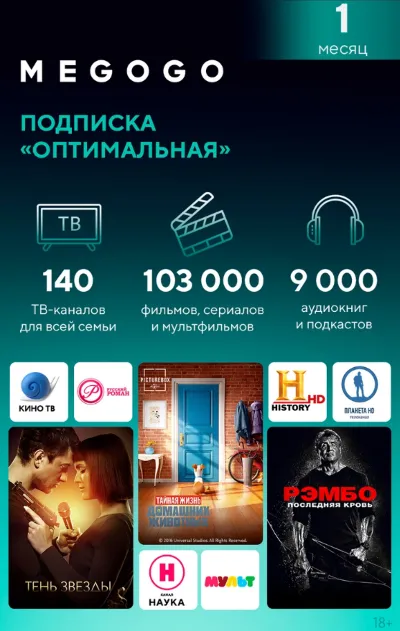 MEGOGO "ОПТИМАЛЬНАЯ" [RU/НА 1 МЕСЯЦ]