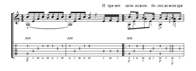 Песня о разлуке (Гардемарины, вперёд!) - ТАБУЛАТУРА