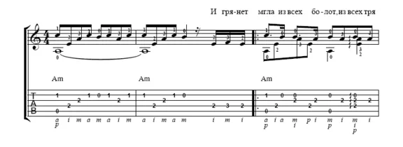 Песня о разлуке (Гардемарины, вперёд!) - ТАБУЛАТУРА