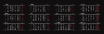 Квартальная календарная сетка 2022 в векторе на русском