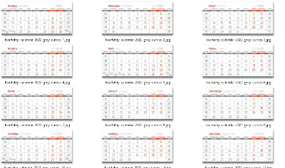 Quarterly calendar grid 2022 in vector RU|EN