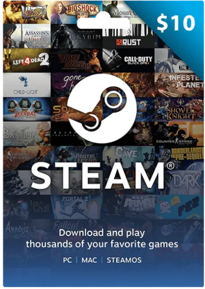 ⚡️Steam Wallet Gift Card 10$ USD