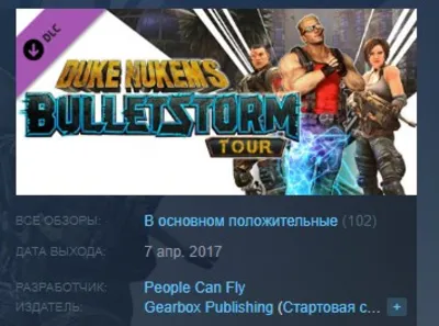 Duke Nukem&acute;s Bulletstorm Tour DLC STEAM KEY ЛИЦЕНЗИЯ