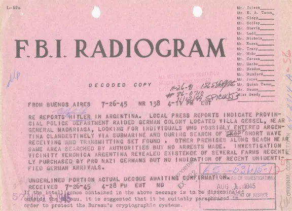 FBI Papers on the Search for Adolf Hitler, Volume 1
