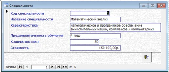 База данных Абитуриент Access