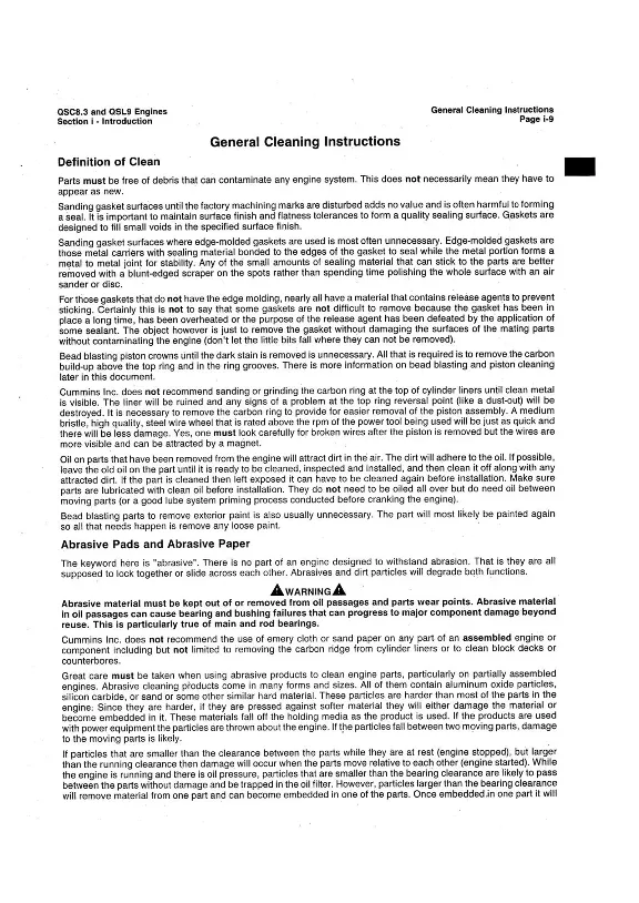 Repair and maintenance of CUMMINS QSC8.3 AND QSL9