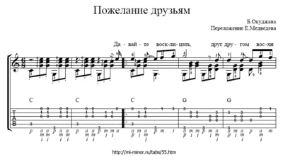 Б.Окуджава – Давайте восклицать. Табы и ноты для гитары